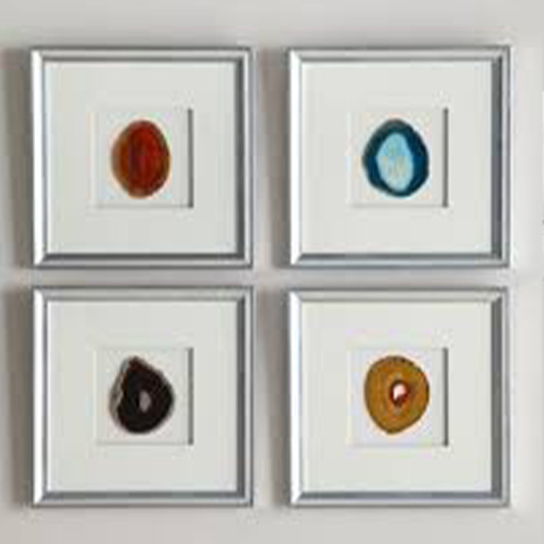 Blue Agate Stone Trio Framed Wall Art