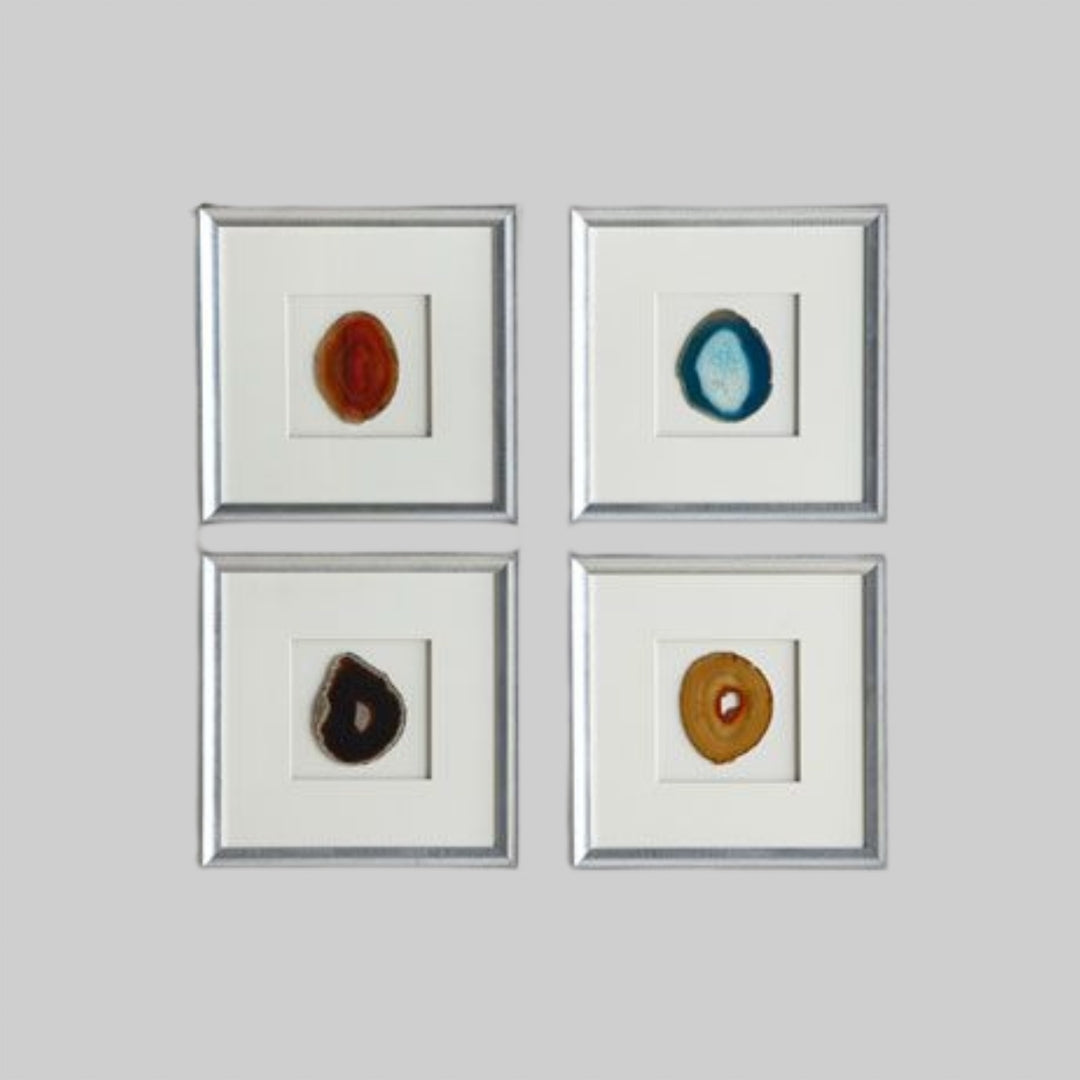 Blue Agate Stone Trio Framed Wall Art