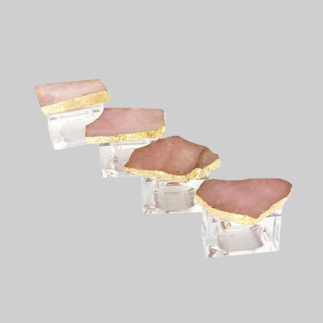 4 rose quartz NAPKIN RINGS