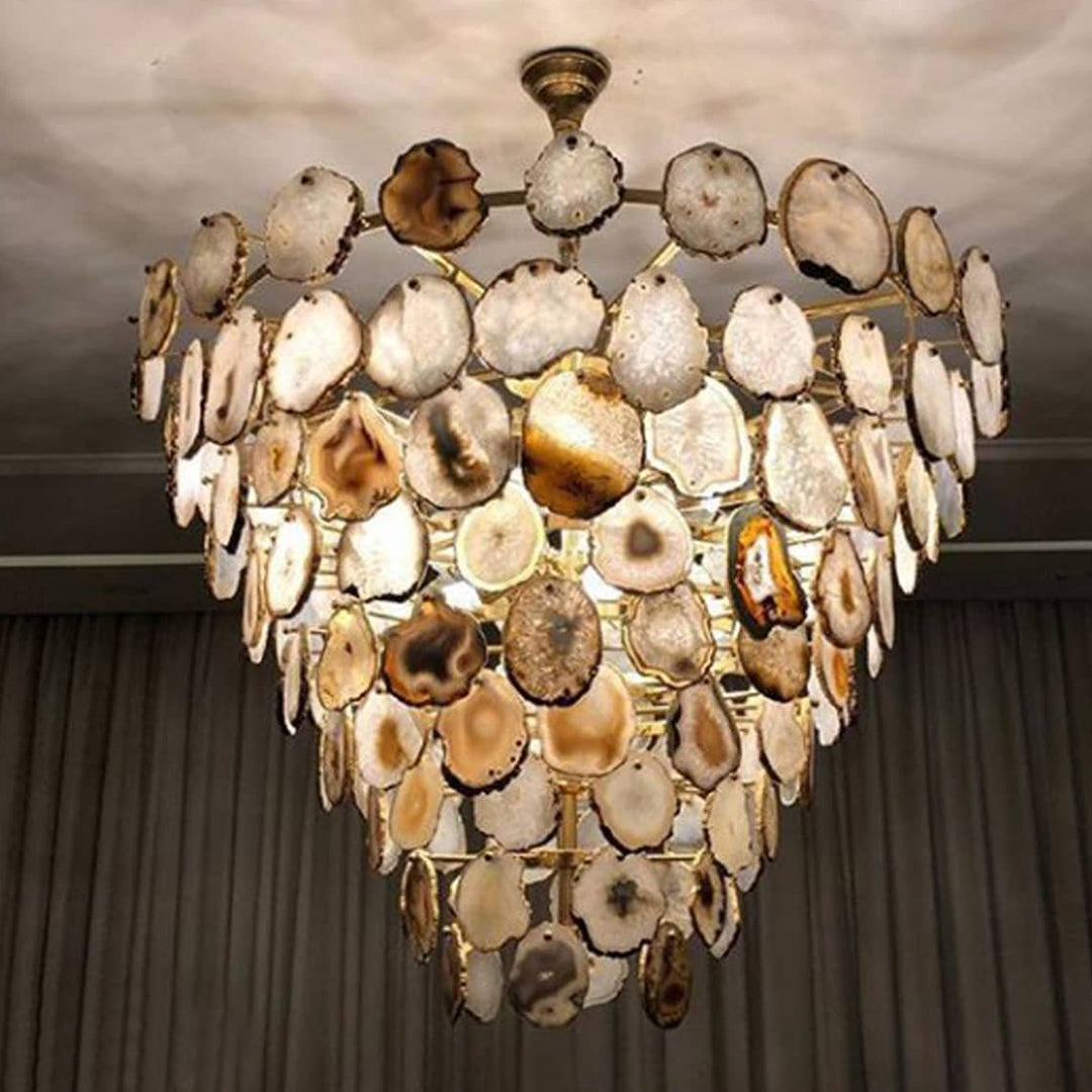 Grey and White Agate Chandelier