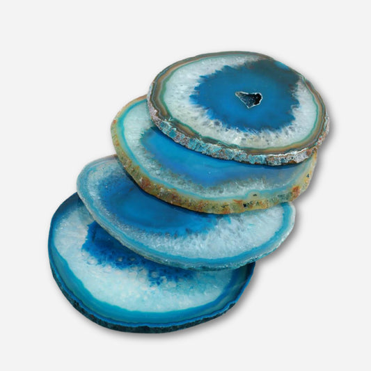 4 Turquoise Colored Agate Coaster Set