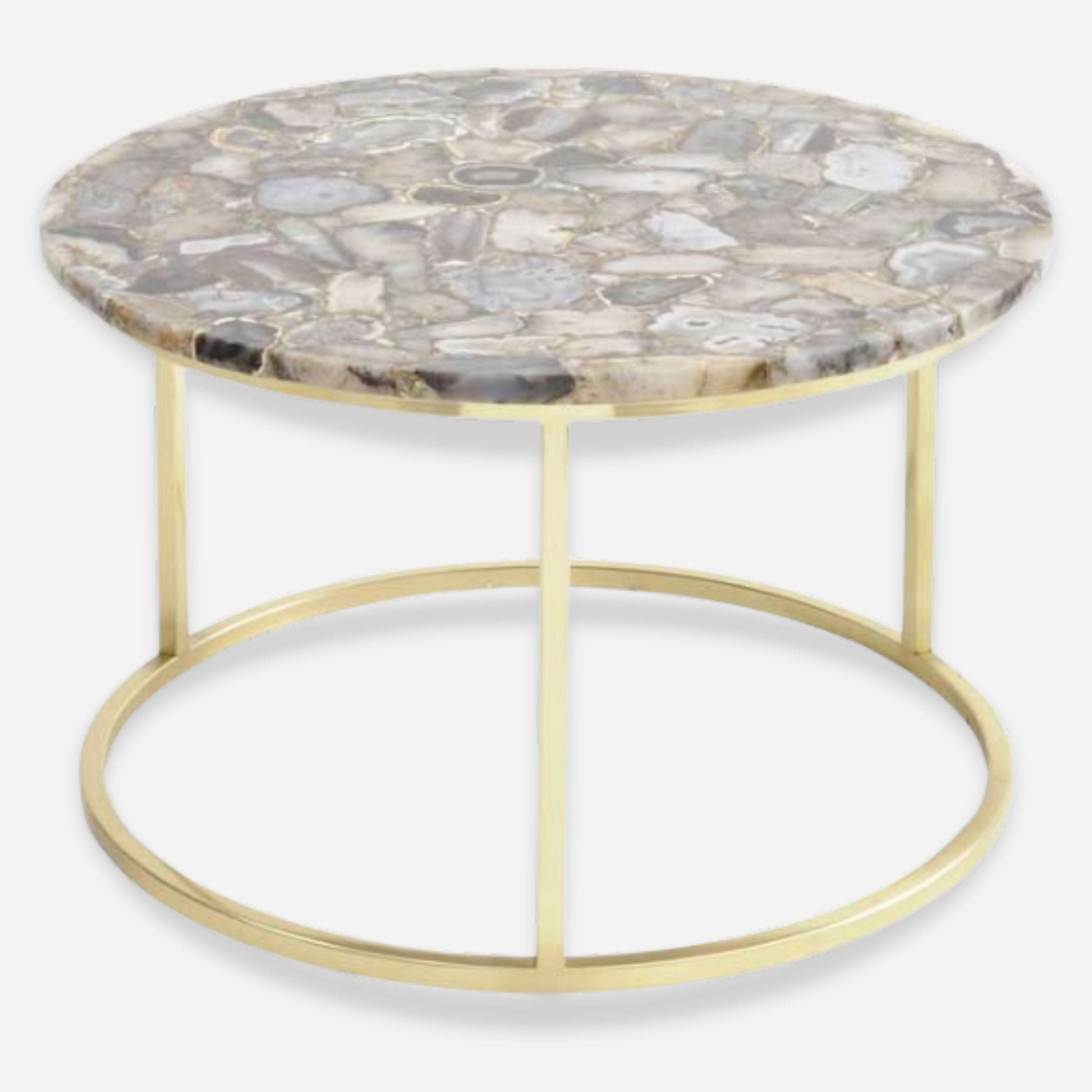 Agate Round Coffee Table On Brass Frame