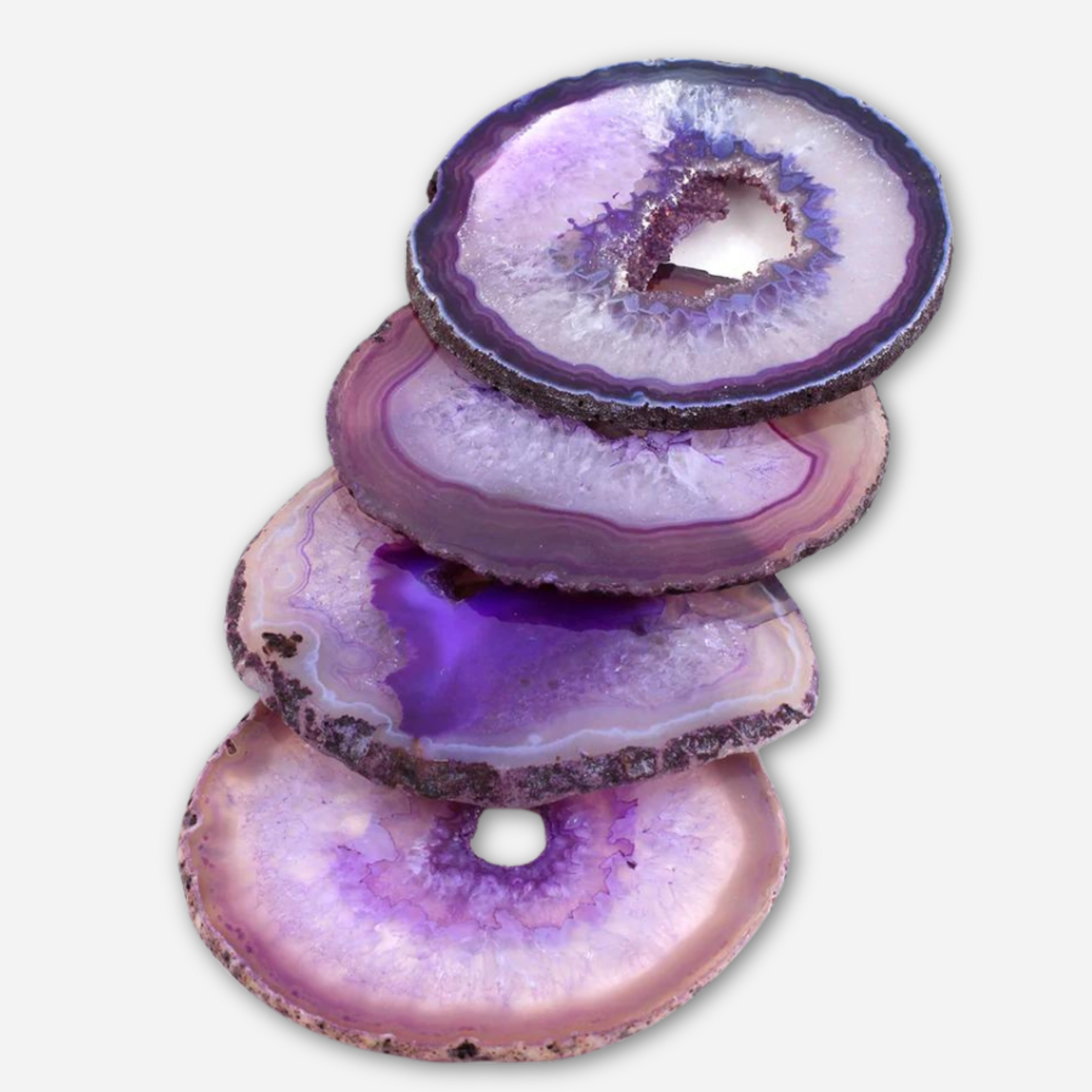 4 Purple Agate Coaster Set