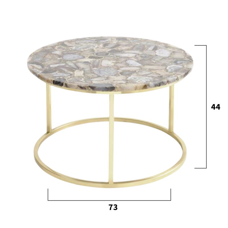 Agate Round Coffee Table On Brass Frame - Image 5