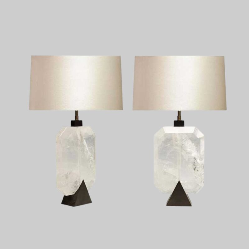 Pair of Diamond Form Rock Crystal Quartz Lamps - Image 4