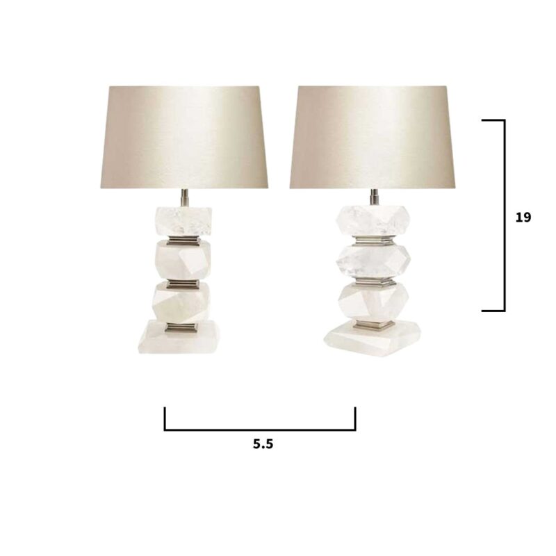 Pair of Faced Cubic Rock Crystal Quartz Lamps - Image 6