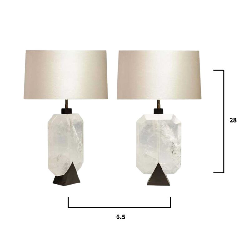 Pair of Diamond Form Rock Crystal Quartz Lamps - Image 6