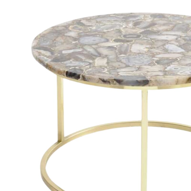 Agate Round Coffee Table On Brass Frame - Image 4