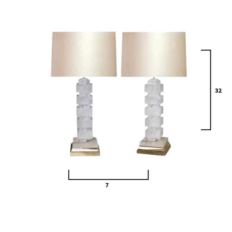 Pair of Cubic Form Rock Crystal Quartz Lamps - Image 5