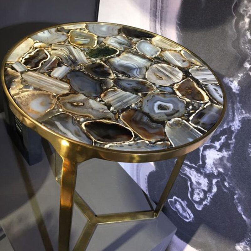 Round Agate Composite Side Table - Image 6