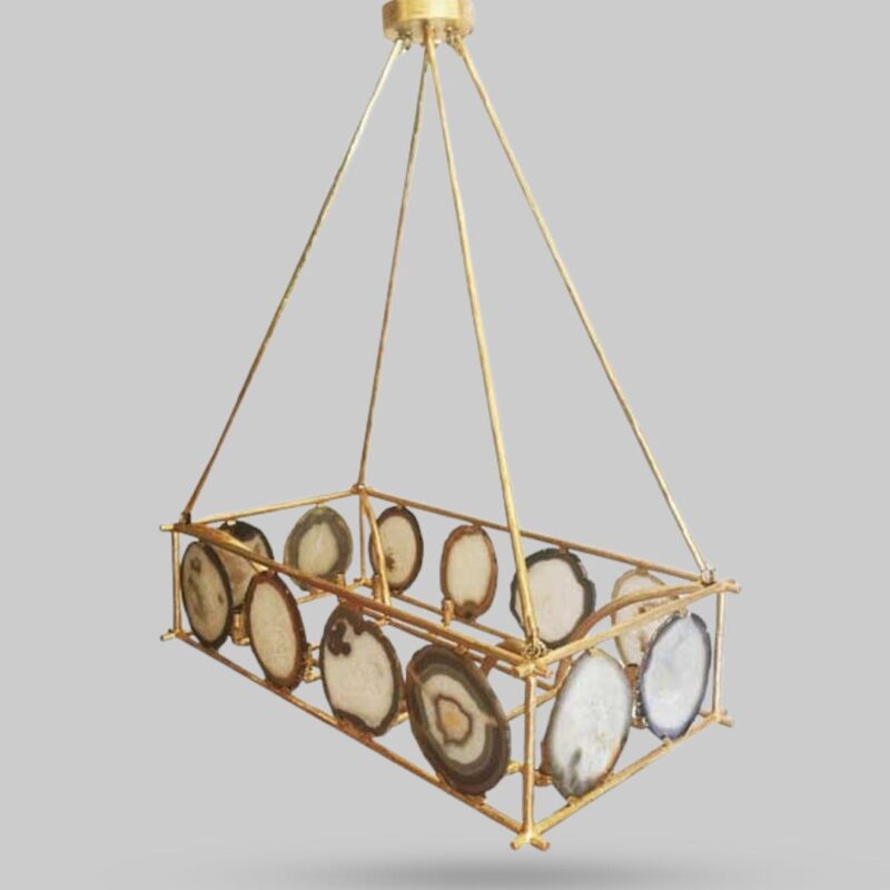 Natural Agate Chandelier and Gold Leaf Finish - Image 3