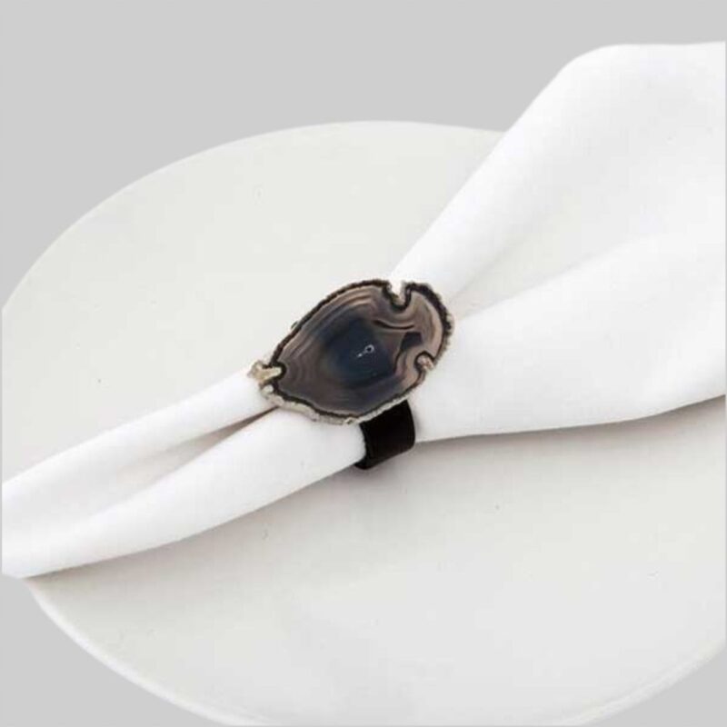 Agate Geode & Leather Napkin Rings - Image 3