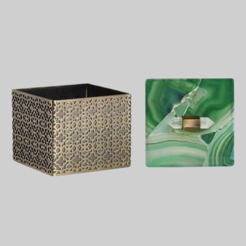 Rectangular Filigree Box In Green Agate - Image 5