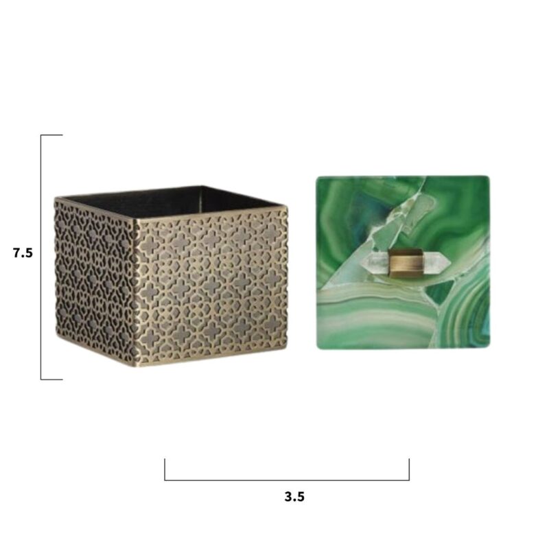 Rectangular Filigree Box In Green Agate - Image 4
