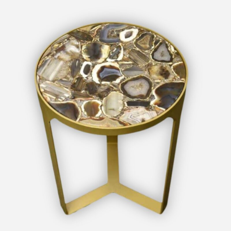 Round Agate Composite Side Table