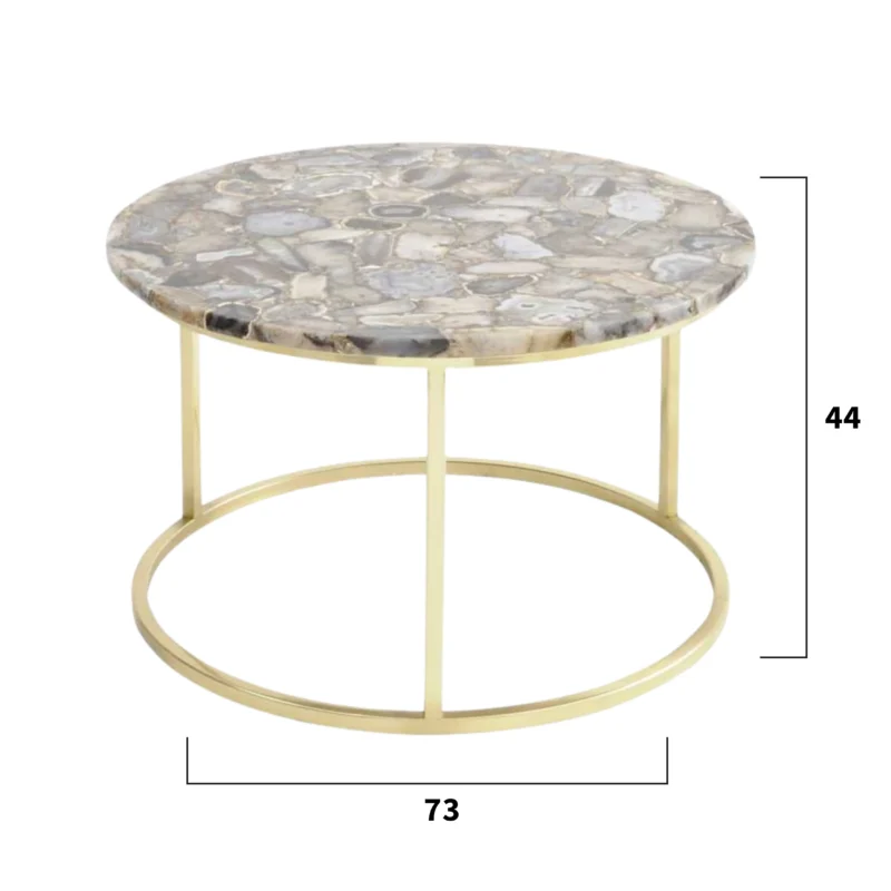 Agate Round Coffee Table On Brass Frame - Image 3