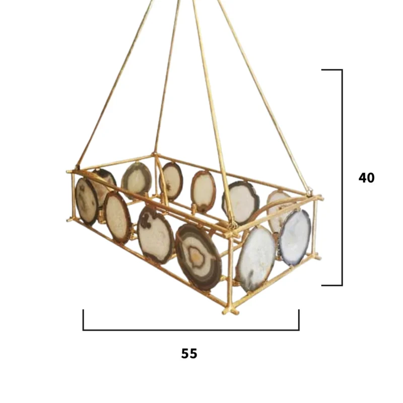 Natural Agate Chandelier and Gold Leaf Finish - Image 3