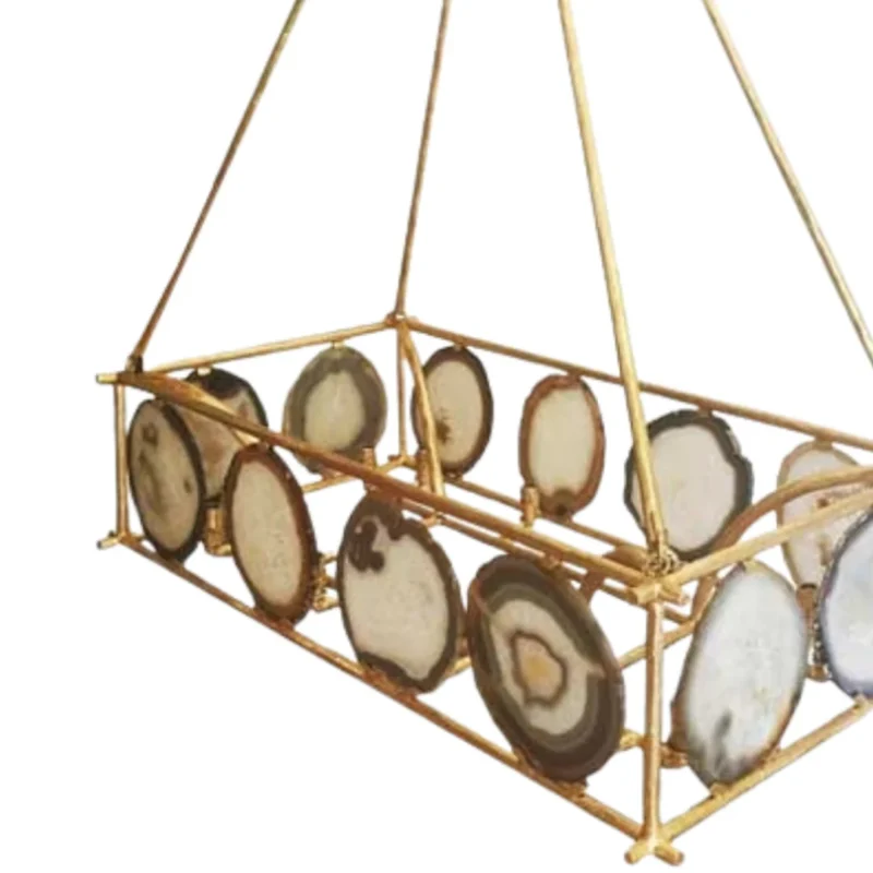 Natural Agate Chandelier and Gold Leaf Finish - Image 4