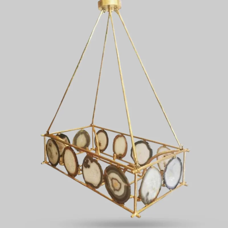 Natural Agate Chandelier and Gold Leaf Finish - Image 5
