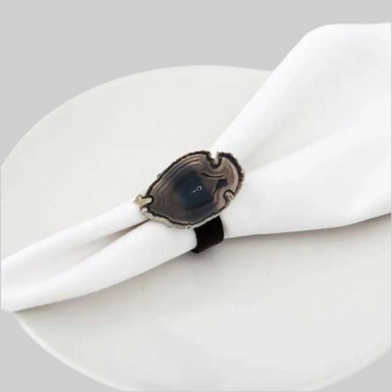 Agate Geode & Leather Napkin Rings - Image 4